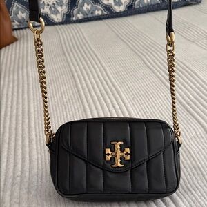 Tory Burch Black Quilted Crossbody with Gold Chain